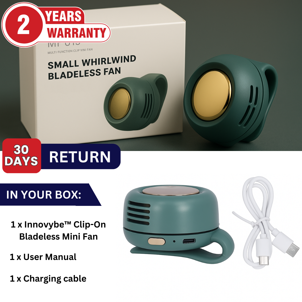 Innovybe™ Clip-On Bladeless Mini Fan